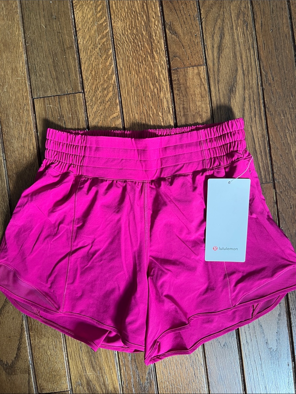 Lululemon Pink Flare Hot Pink Hotty Hot High Rise Shorts 4" Size 6 New With Tags